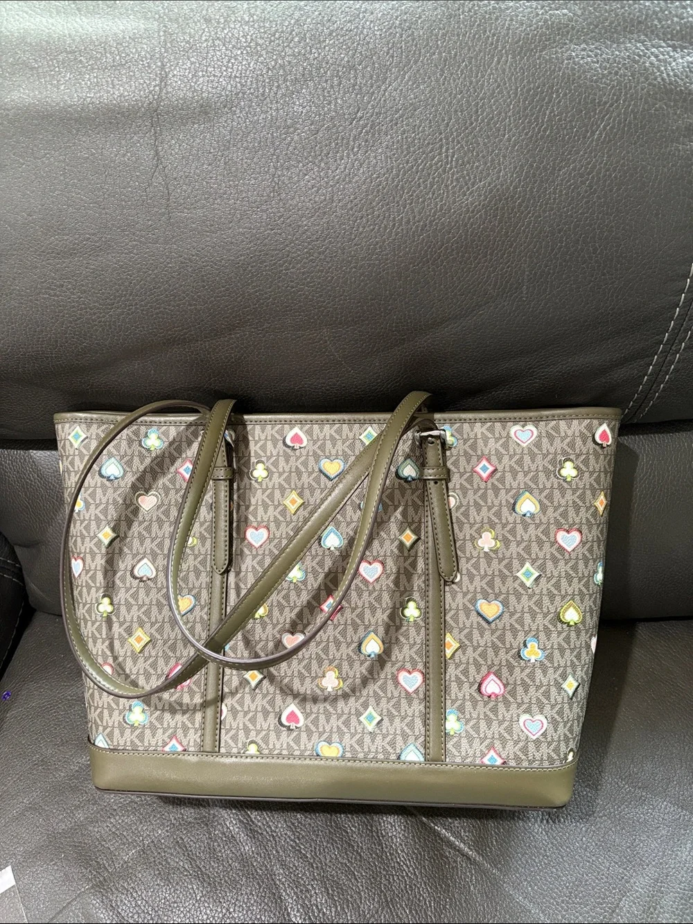 Michael Kors signature printed graphic  tote bag and matching wallet